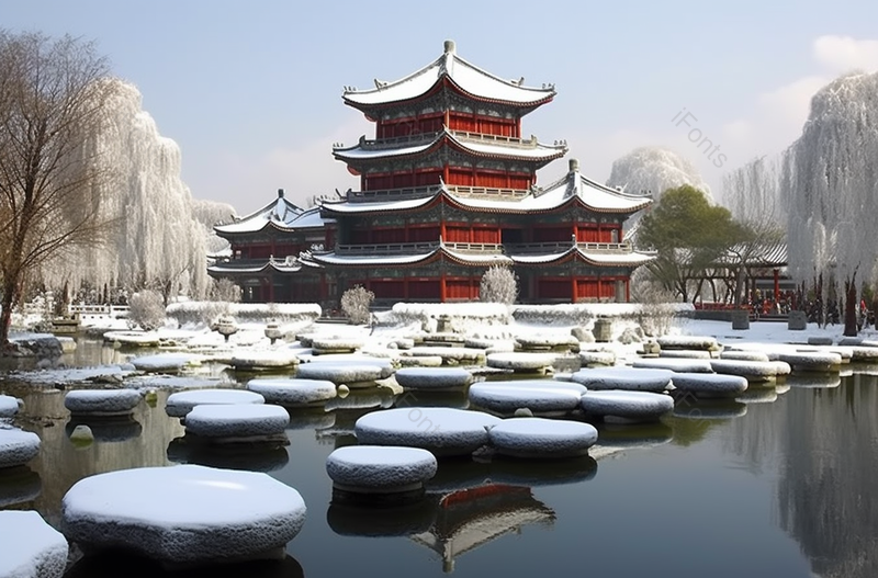 陕西西安大唐芙蓉园雪景,高清,摄影图,摄影图片,图片大全,摄影图免费下载